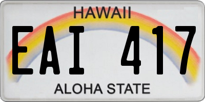 HI license plate EAI417