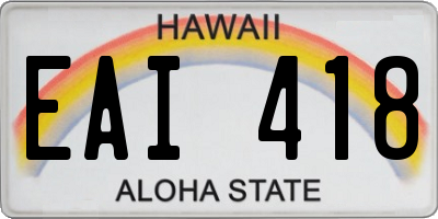 HI license plate EAI418