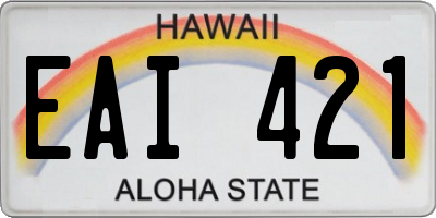 HI license plate EAI421