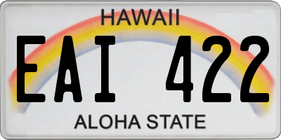 HI license plate EAI422