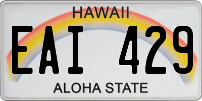 HI license plate EAI429