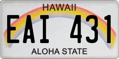 HI license plate EAI431