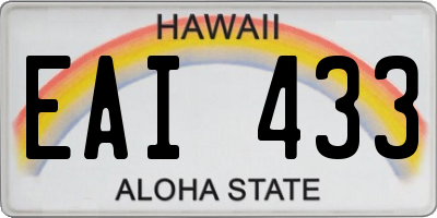 HI license plate EAI433