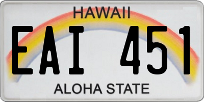 HI license plate EAI451