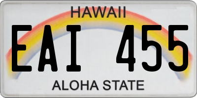 HI license plate EAI455