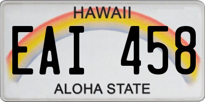 HI license plate EAI458