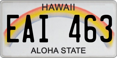 HI license plate EAI463