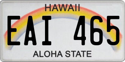 HI license plate EAI465