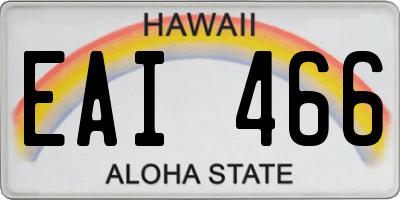 HI license plate EAI466