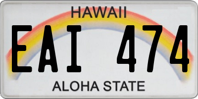 HI license plate EAI474