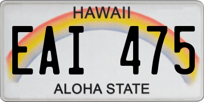 HI license plate EAI475