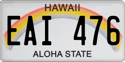 HI license plate EAI476