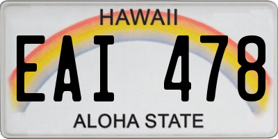 HI license plate EAI478