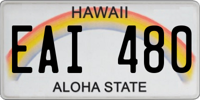 HI license plate EAI480