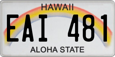 HI license plate EAI481