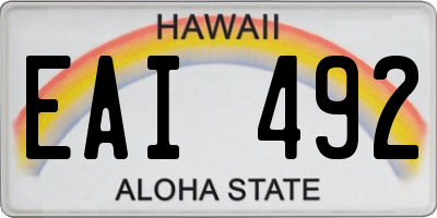 HI license plate EAI492