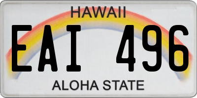 HI license plate EAI496