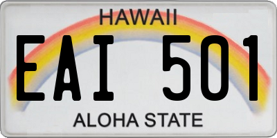 HI license plate EAI501