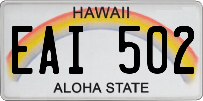 HI license plate EAI502