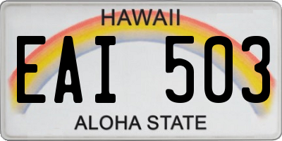 HI license plate EAI503