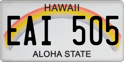 HI license plate EAI505