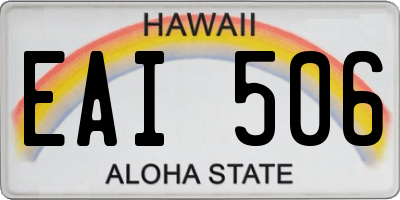 HI license plate EAI506