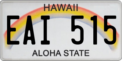 HI license plate EAI515