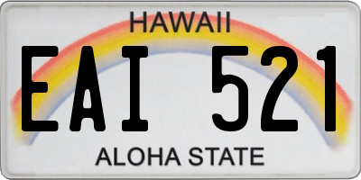 HI license plate EAI521