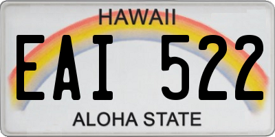 HI license plate EAI522