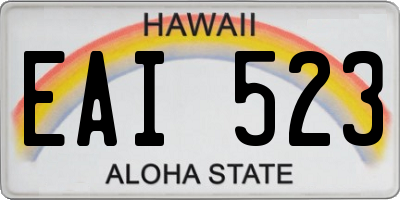 HI license plate EAI523