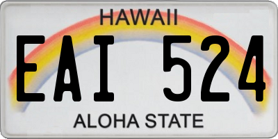 HI license plate EAI524