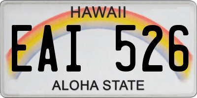 HI license plate EAI526