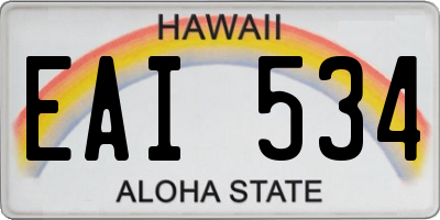 HI license plate EAI534