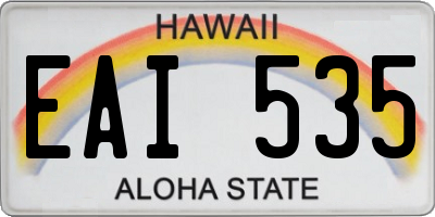 HI license plate EAI535