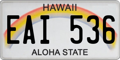 HI license plate EAI536