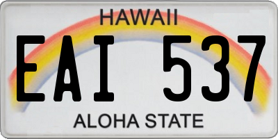 HI license plate EAI537