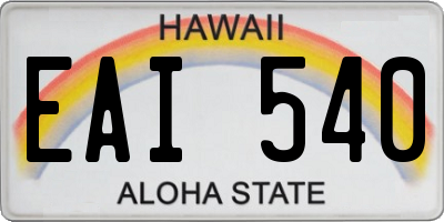 HI license plate EAI540