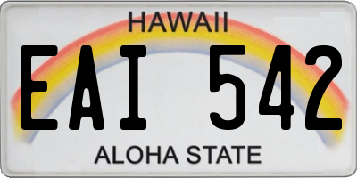 HI license plate EAI542