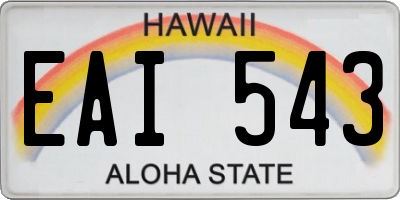 HI license plate EAI543