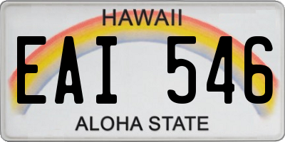 HI license plate EAI546