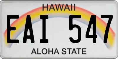 HI license plate EAI547