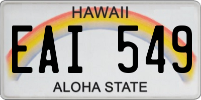 HI license plate EAI549