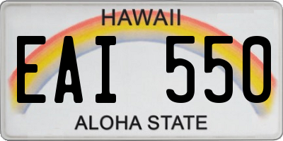 HI license plate EAI550