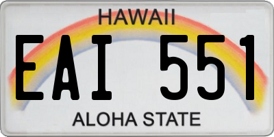 HI license plate EAI551