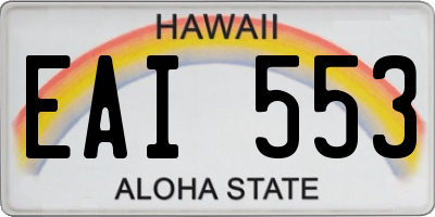 HI license plate EAI553