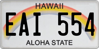 HI license plate EAI554