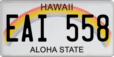 HI license plate EAI558