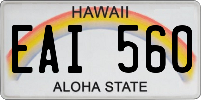 HI license plate EAI560