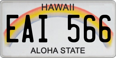 HI license plate EAI566