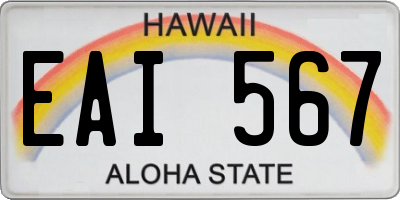 HI license plate EAI567